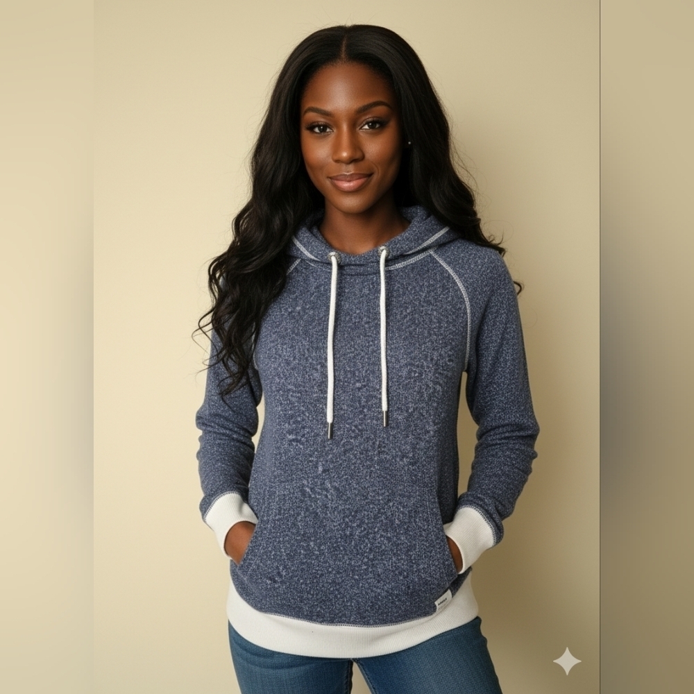 Garage Navy White Cowl Neck Sweater